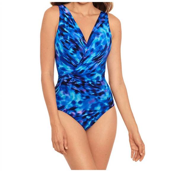 NEW MIRACLESUIT esmerelda underwire one piece swimsuit in blue
